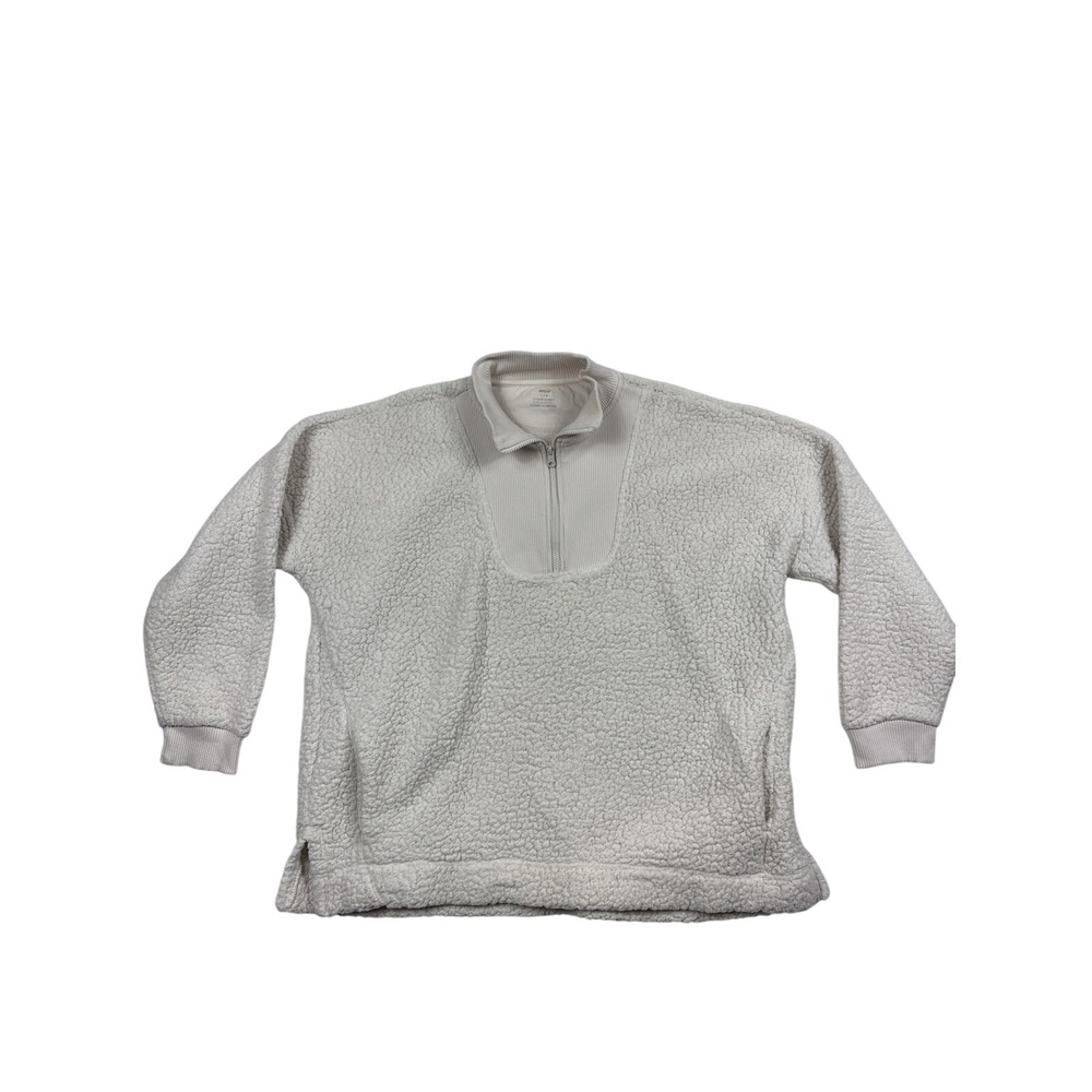 Aerie Sherpa Long Sleeve 1/4 Zip Pullover‎ Womens Size Large Light Beige
